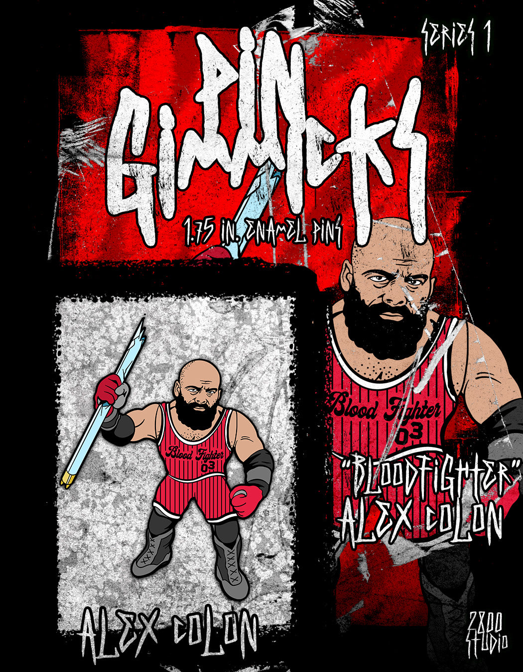 PIN GIMMICKS SERIES 1 ALEX COLON 1.75" ENAMEL PIN