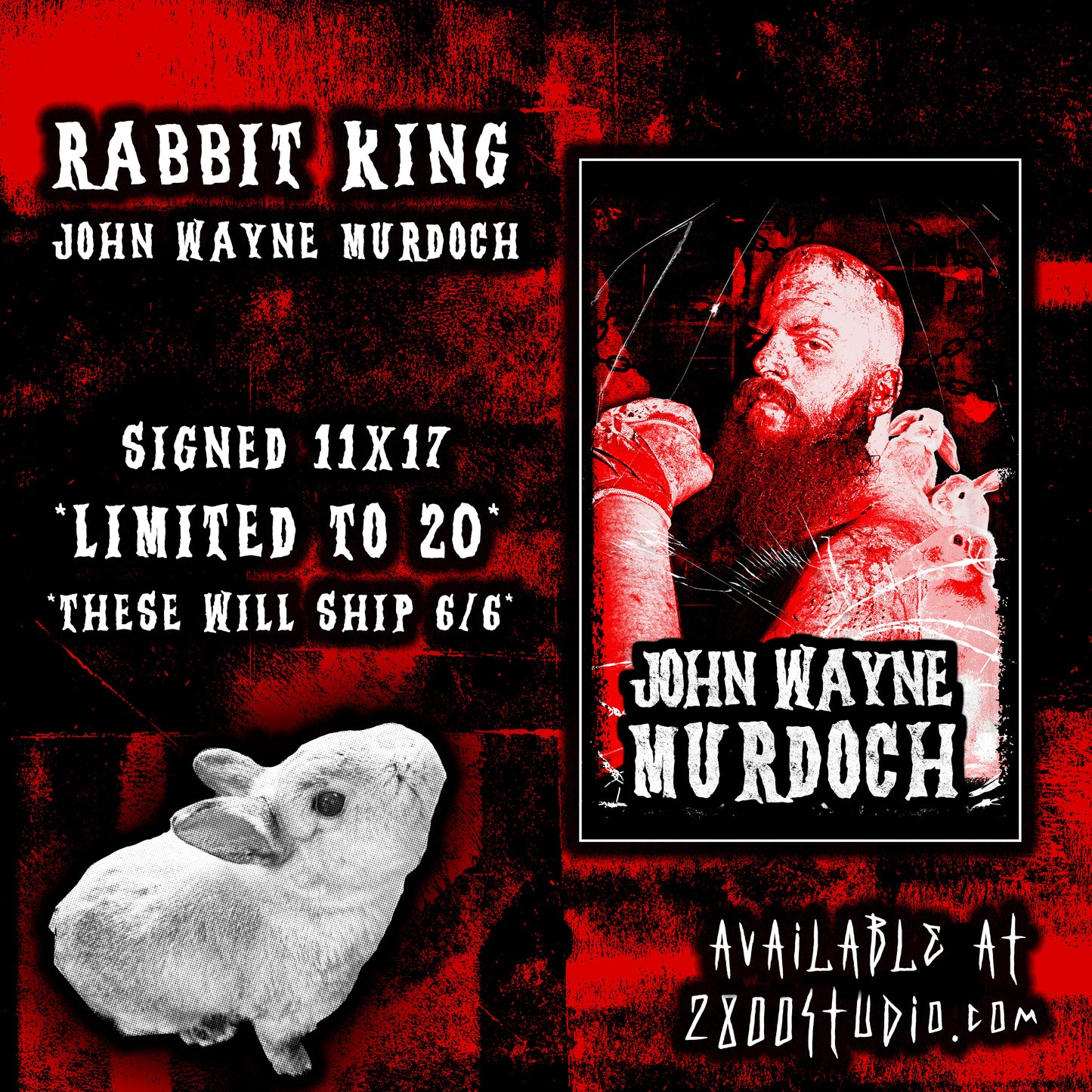 RABBIT KING JWM 11X17 *SIGNED* PRINT