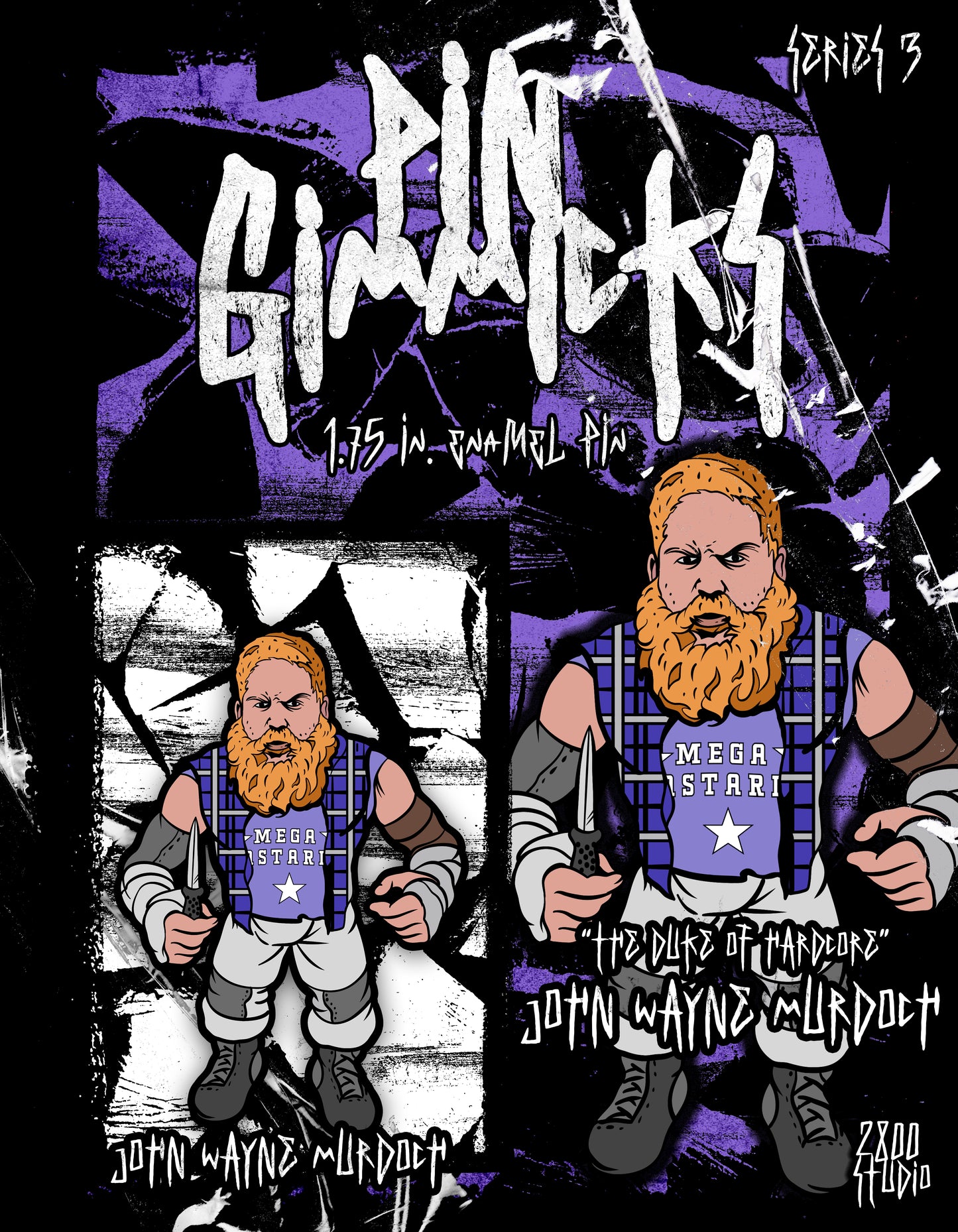 PIN GIMMICKS SERIES 3 JOHN WAYNE MURDOCH 1.75" ENAMEL PIN