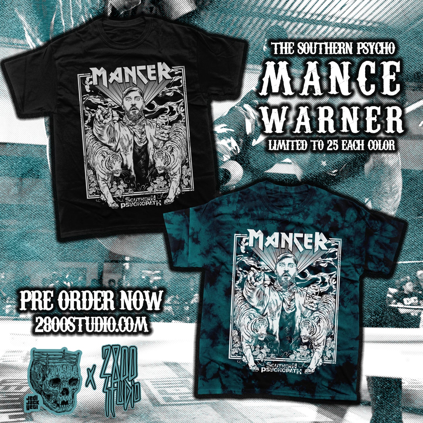 Mance Warner "Southern Psycho" Teal/ Black Shirt