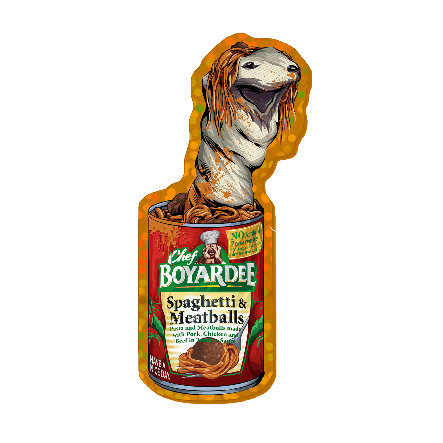 SPAGHETTI & SWEATSOCKS 4" Glitter Sticker